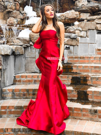 red satin prom dress uk Simple Red Satin Spaghetti Straps Prom Dresses With Slit, Party Dresses, MP787
