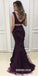 Two Pieces Mermaid Prom Dresses, Beaded Tulle Backless Prom Dresses, KX621