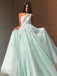 Gorgeous One-Shoulder Tulle A-line Backless Lace Prom Dresses, FC6327