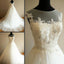 Charming Illusion Long A-line Lace Up Tulle Rhinestone Wedding Party Dresses, WD0063