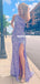 Gorgeous On-Shoulder Sequin Mermaid Sexy Slit Prom Dresses, FC6488