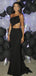 Charming Black Spaghetti Strap Mermaid Backless Prom Dresses, FC6555