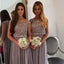 Chiffon Cap Sleeve Bridesmaid Dress, Floor-Length Lace Bridesmaid Dress, LB0666