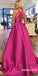 Satin V-Neck Prom Dresses,  A-Line Backless Prom Dress with Bow-Knot, KX668