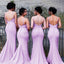 Sexy Backless Mermaid Bridesmaid Dress, Spaghetti Straps Soft Satin Bridesmaid Dress, KX694