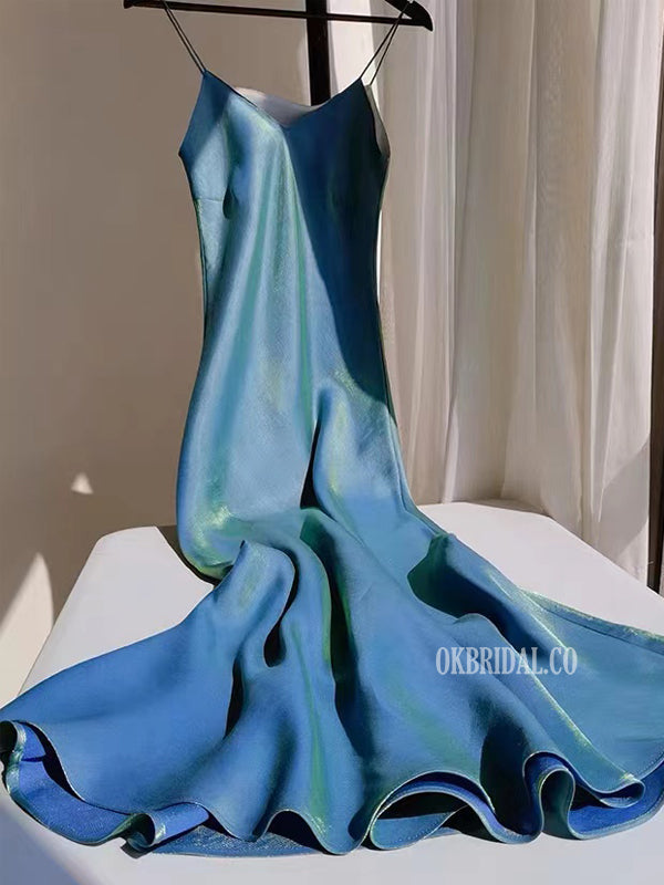 Spaghetti Straps Mermaid V-neck Long Prom Dresses, FC7017