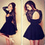 Long sleeve black tight lace sexy charming unique style homecoming prom gowns dress,BD0072