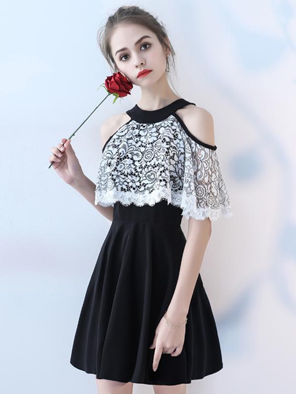 Chiffon Homecoming Dress, A-Line Knee-Length Homecoming Dress, Lace Ho – Dresses