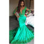 Long Sleeve Lace Mermaid Evening Prom Dresses, 2017 Long Green Prom Dress, Custom Long Prom Dress, Cheap Party Prom Dress, Formal Prom Dress, 17036