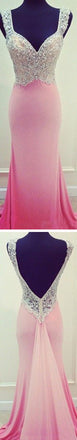 Pink Prom Dresses,Long Prom Dresses,Mermaid Prom Dresses,Open Back Prom Dresses,Evening Prom Dresses,Party Prom Dresses ,Custom Prom Dresses,PD0029