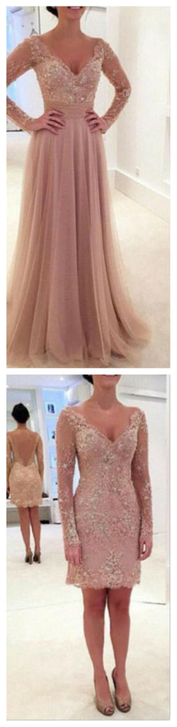 Long Sleeve Prom Dresses, Lace  Prom Dresses, Tulle Prom Dresses, Pink Prom Dresses, Sexy  Prom Dresses, Prom Dresses 2017,PD0034