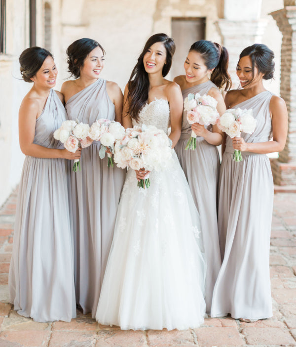 Elegant Pale Grey A-Line Chiffon One Shoulder Sleeveless Bridesmaid Dresses, FC1423 Elegant Pale Grey A-Line Chiffon One Shoulder Sleeveless Bridesmaid Dresses, FC1423