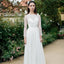Cheap Long Sleeve A-Line Wedding Dress, Open-Back Chiffon Applique Wedding Dress, KX849