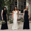 Black Sheath Straps Backless Chiffon Cheap Bridesmaid Dress, FC1774