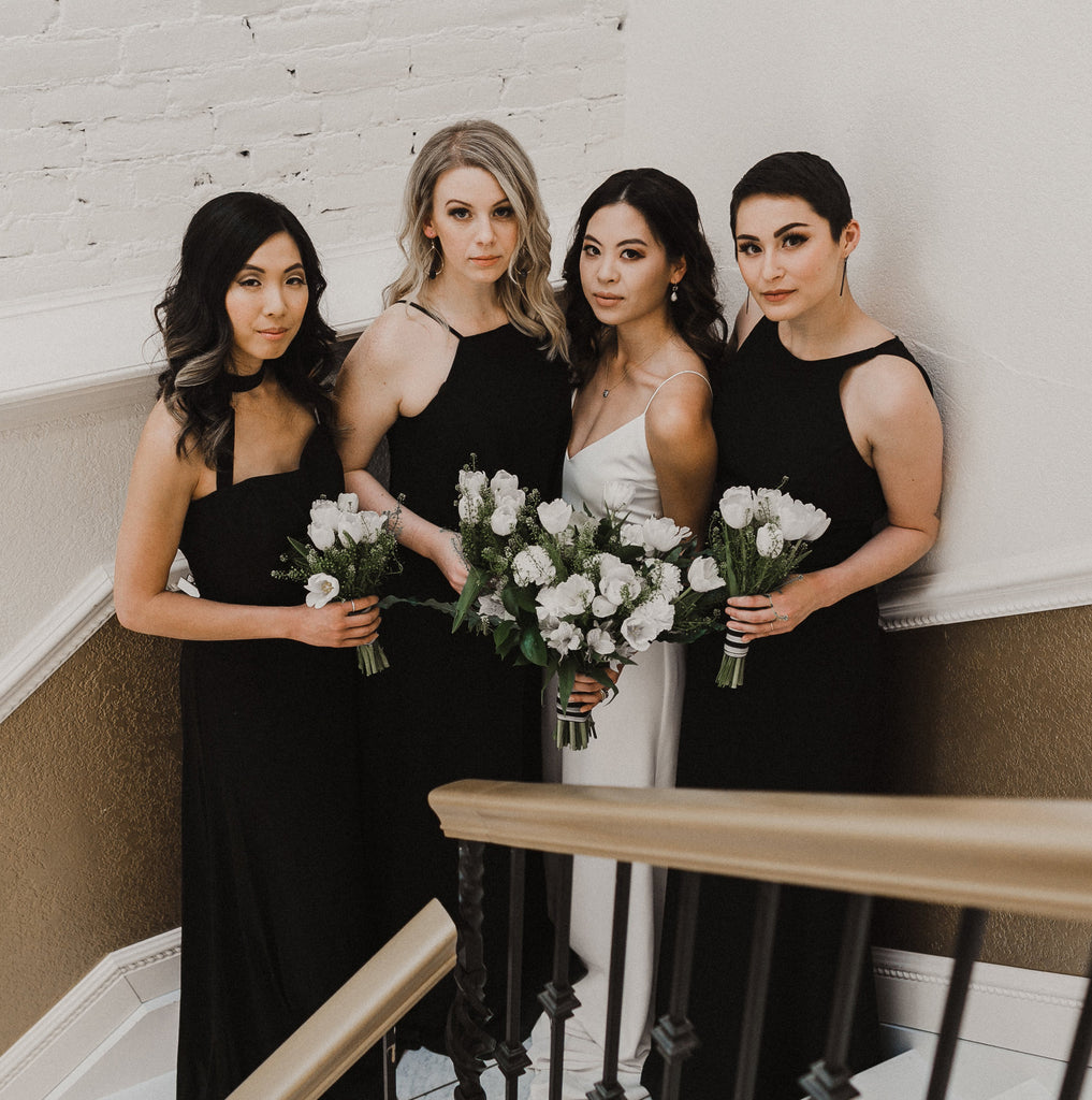 Mismatched Black Bridesmaid Dress, Cheap Chiffon Sleeveless Bridesmaid – Dresses