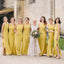 Cheap Long Slit Long Bridesmaid Dress, Yellow Elegant Sleeveless Bridesmaid Dress, KX1024