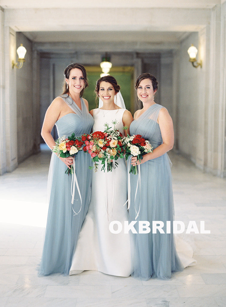 Convertible Long Bridesmaid Dress, Cheap Tulle Backless A-Line Bridesm Dresses Convertible Long Bridesmaid Dress, Cheap Tulle Backless A-Line Bridesm Dresses