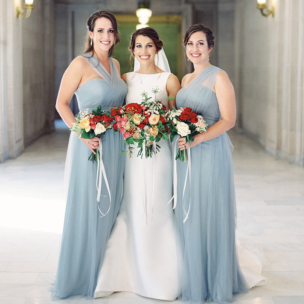 Convertible Long Bridesmaid Dress, Cheap Tulle Backless A-Line Bridesm Dresses Convertible Long Bridesmaid Dress, Cheap Tulle Backless A-Line Bridesm Dresses