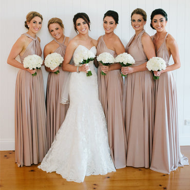 A-Line Different Styles Bridesmaid Dress, Cheap Floor-Length Convertible Bridesmaid Dress, KX954