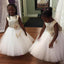 White Tulle Flower Belt Flower Girl Dresses with Bow-Knot, Popular Little Girl Dresses, KX1140