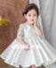Half Sleeve Satin Flower Girl Dresses with Bow-Knot, Lace Popular Little Girl Dresses, KX1173