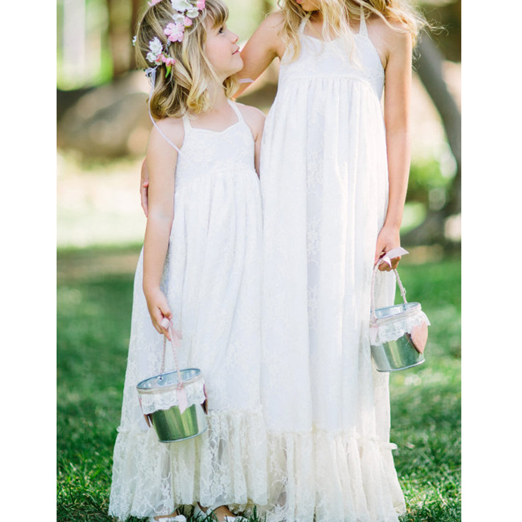 Halter Lace Flower Girl Dresses, A-Line Simple Little Girl Dresses, FC1919