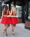 Red Tulle A-Line Homecoming Dress, Applique Sleeveless Beaded Homecoming Dress, KX1280