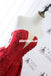 Red Satin Tea-Length Homecoming Dress, Applique Backless Homecoming Dress, KX1306