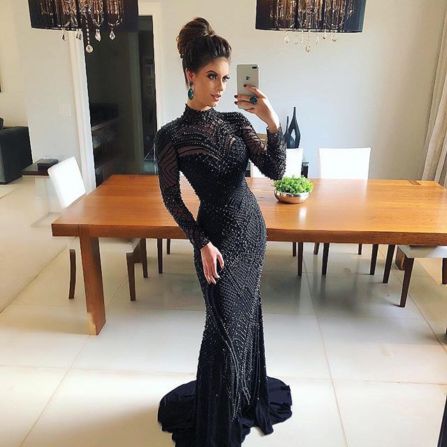 Black Luxury Beaded Long Sleeve Mermaid Open-Back Prom Dress, FC1716 Dresses Black Luxury Beaded Long Sleeve Mermaid Open-Back Prom Dress, FC1716 Dresses