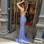 Mermaid Jersey Sleeveless Applique Slit Tulle Prom Dress, FC1746