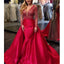 Red Long Sleeve Beaded Backless Deep V-neck Prom Dresses, FC1952