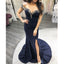 Off Shoulder Mermaid Jersey Sexy Slit Beaded Backless Prom Dresses, FC1964