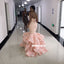 V-neck Appliques Mermaid Backless Tulle Prom Dress, FC2116