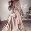 Charming A-line Long Sleeve Deep V-neck Long Prom Dress, FC2182