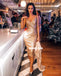 Sparkly Sequin Mermaid Backless Tea-Length Prom Dresses, FC2191