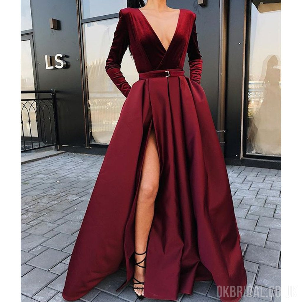 long sleeve evening dresses uk Long Sleeve Madison Maxi Dress in Chocolate Plum Chocolate Plum / UK10