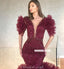 Newest Tulle Mermaid Half-Sleeves Beaded Prom Dresses, FC4254