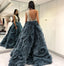 Stunning A-line Tulle One-shoulder Beaded Backless Prom Dresses, FC4765