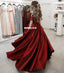 Simple Satin A-line Off Shoulder Slit Long Prom Dress , FC5342