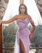 Charming Spaghetti Straps Mermaid Sexy High Slit Sparkle Sequin Prom Dresses, FC6248