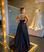 Black Elagant A-line Satin Sleeveless Open-Back Lace Prom Dresses, FC6256