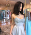Charming A-line Satin Sexy Side Slit Sequin Prom Dresses, FC6476
