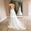 Charming V-Neck Applique Wedding Dresses, Backless Tulle A-Line Wedding Dresses, KX1136