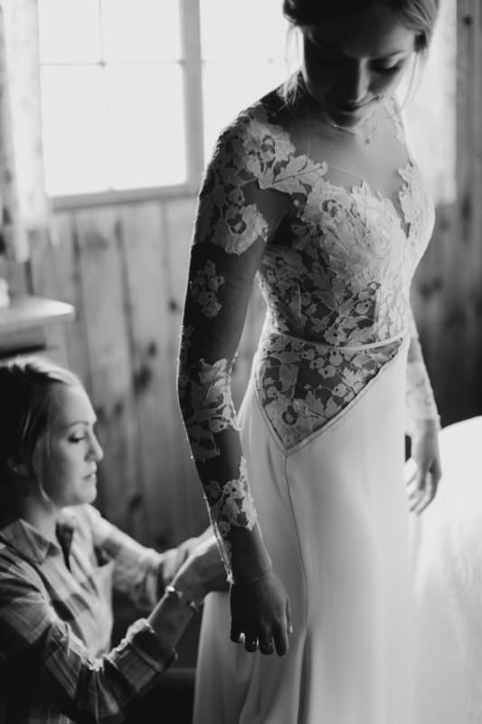 Charming Long Sleeve Lace Open-Back Wedding Dress with Detachable Chiffon Skirt, FC1480