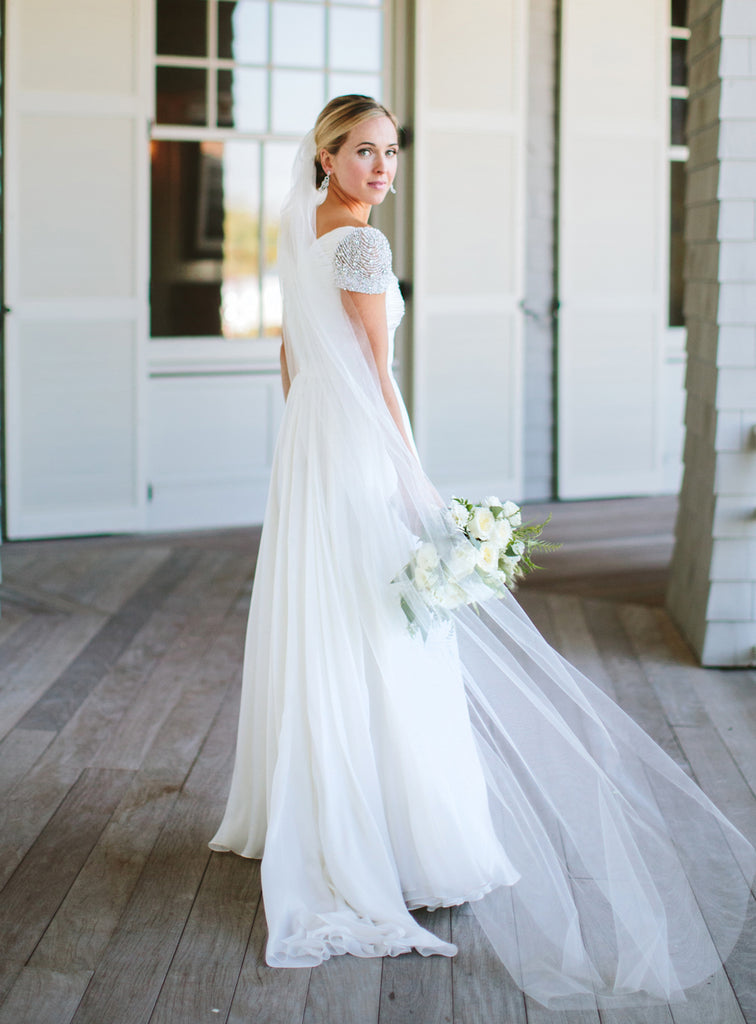 Honest A-Line Cap Sleeve Chiffon Cheap Beaded Wedding Dresses, FC1655 ...
