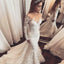 Luxury Long Sleeve Lace Mermaid Tulle Charming Beaded Wedding Dress, KX270