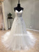 Charming Spaghetti Straps Tulle Wedding Dresses, A-Line Backless Applique Wedding Dresses, KX1087